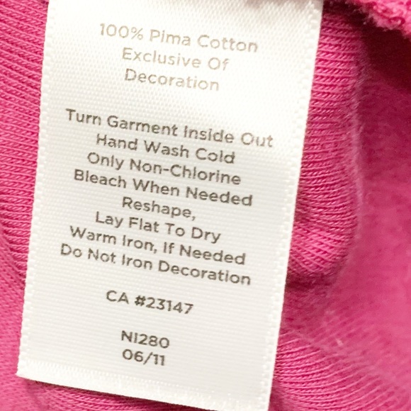 Talbots Petites Long Sleeve V-Neck Cotton Top Metal Bead Detailing at Neckline - Picture 8 of 8